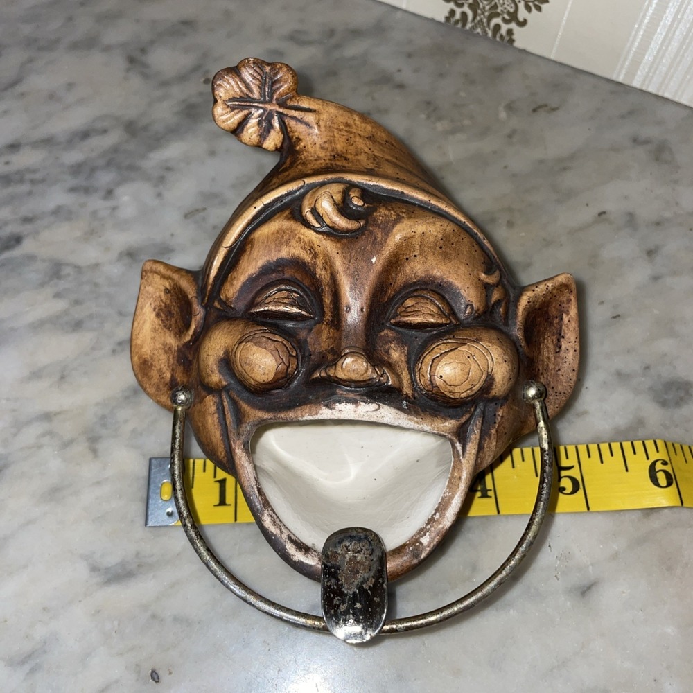 Kitschy Vintage 1950s Treasure Craft Ceramic Ashtray Fantasy Elf Sprite Whimsy